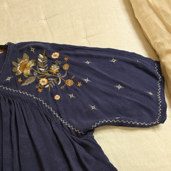Knox Rose Floral Embroidered Blouse in Deep Blue - Picture 9 of 16